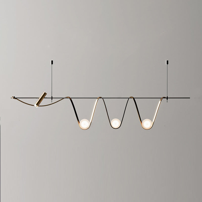 4 Lights Linear Island Lighting Modern Minimalism Globe Glass Island Chandelier Lights