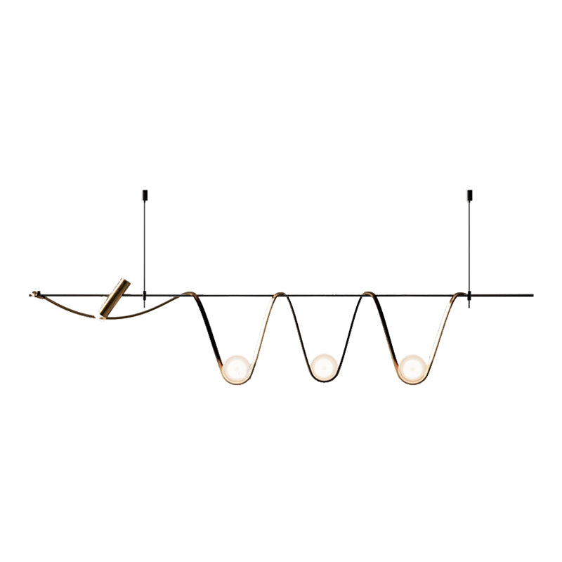 4 Lights Linear Island Lighting Modern Minimalism Globe Glass Island Chandelier Lights