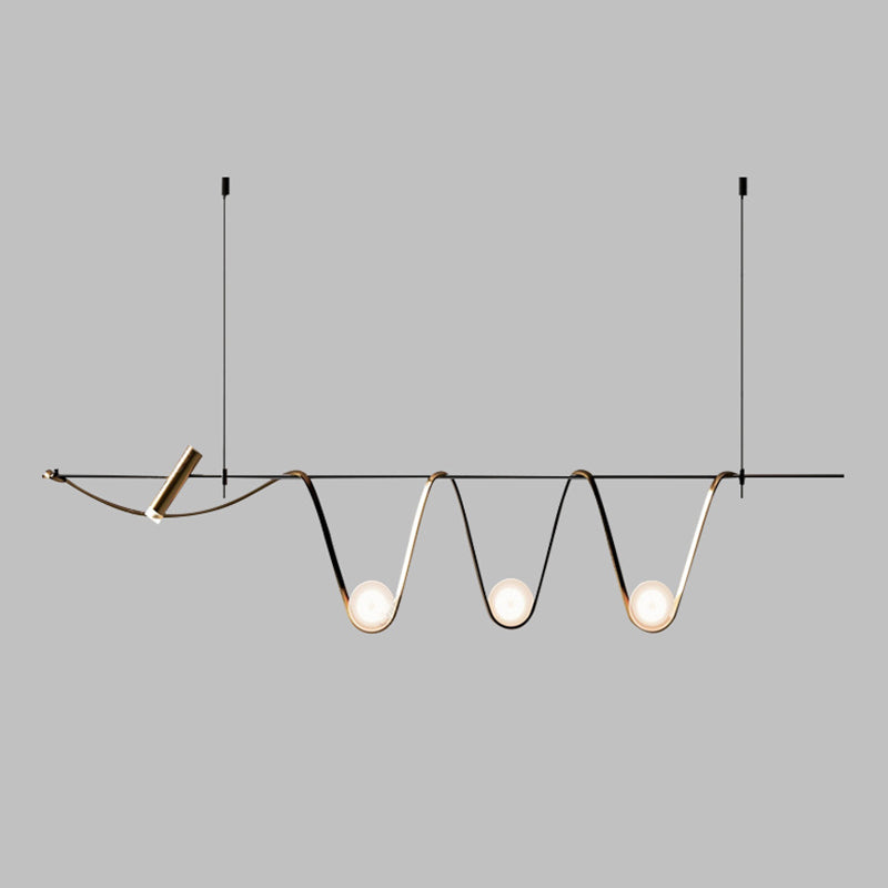4 Lights Linear Island Lighting Modern Minimalism Globe Glass Island Chandelier Lights