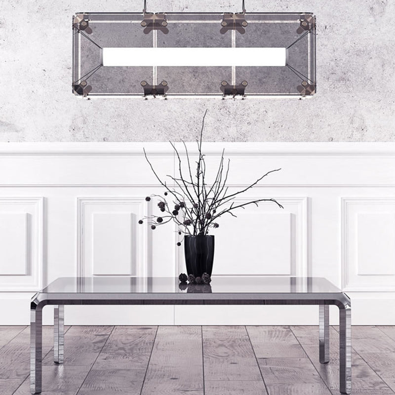 1-Light Island Lighting Ideas Modern Style Rectangular Shape Glass Hanging Light Fixtures