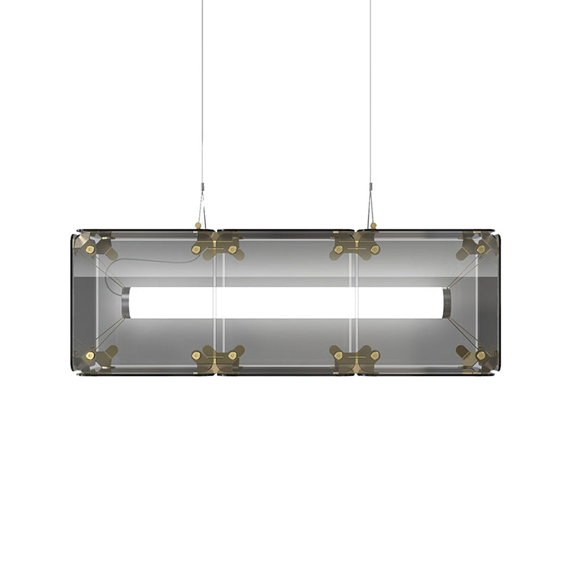 1-Light Island Lighting Ideas Modern Style Rectangular Shape Glass Hanging Light Fixtures