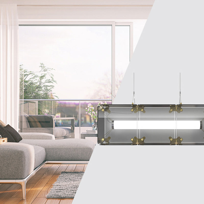 1-Light Island Lighting Ideas Modern Style Rectangular Shape Glass Hanging Light Fixtures