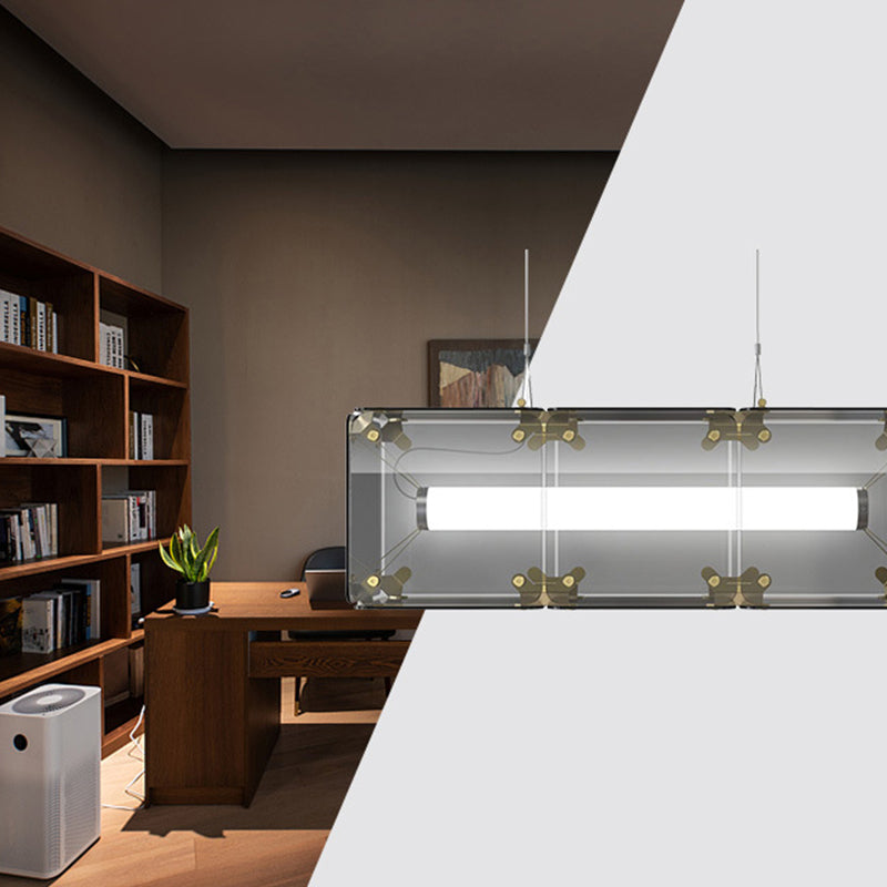 1-Light Island Lighting Ideas Modern Style Rectangular Shape Glass Hanging Light Fixtures