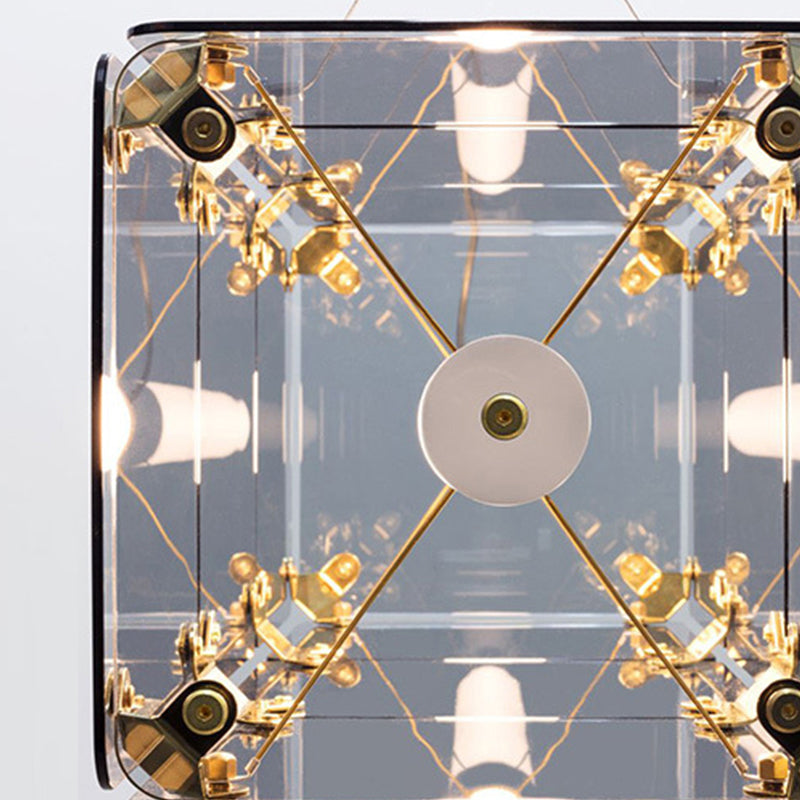 1-Light Island Lighting Ideas Modern Style Rectangular Shape Glass Hanging Light Fixtures