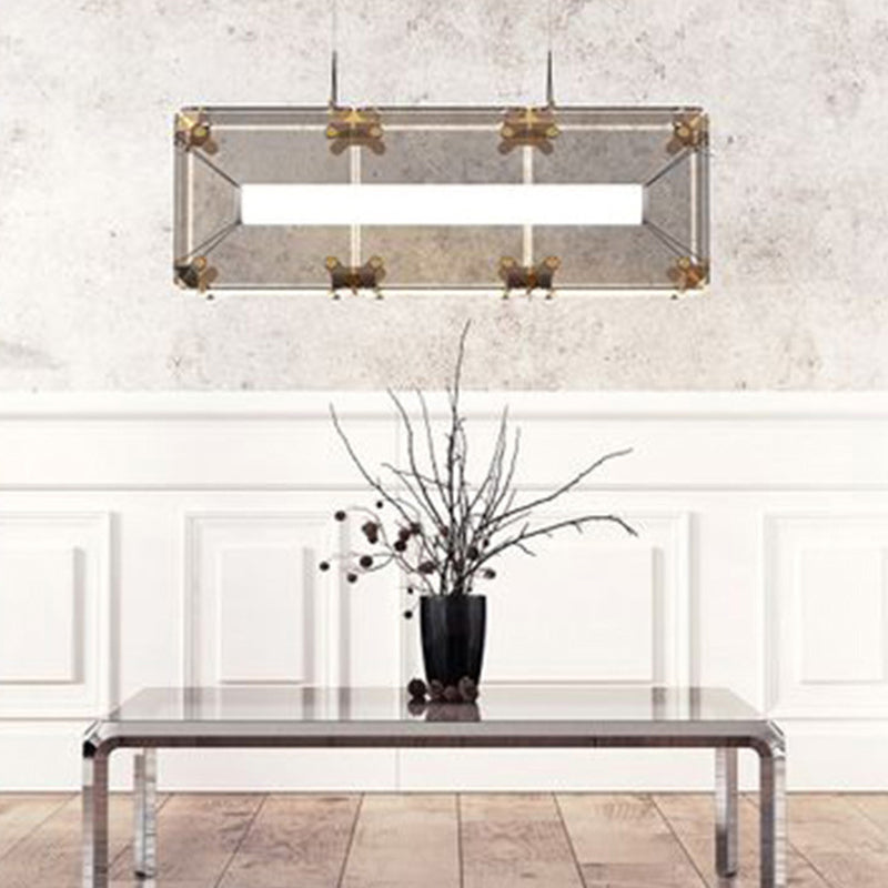 1-Light Island Lighting Ideas Modern Style Rectangular Shape Glass Hanging Light Fixtures