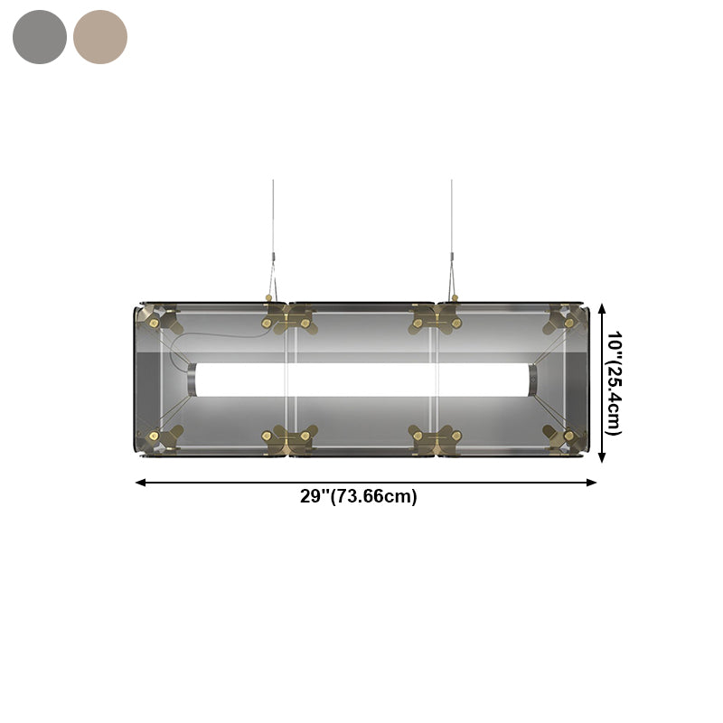 1-Light Island Lighting Ideas Modern Style Rectangular Shape Glass Hanging Light Fixtures