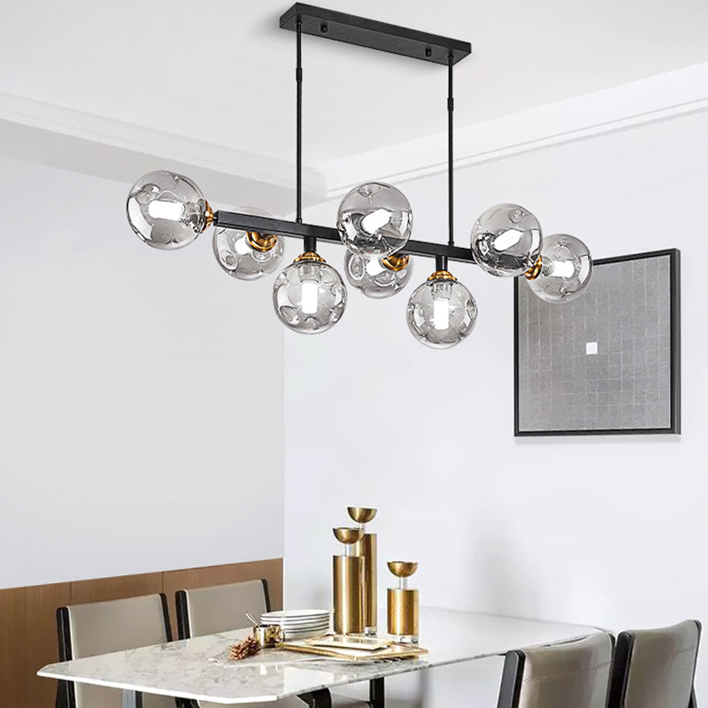 Dinning Room Island Lighting Modern Style Spherical Shape Glass Multi Light Pendant