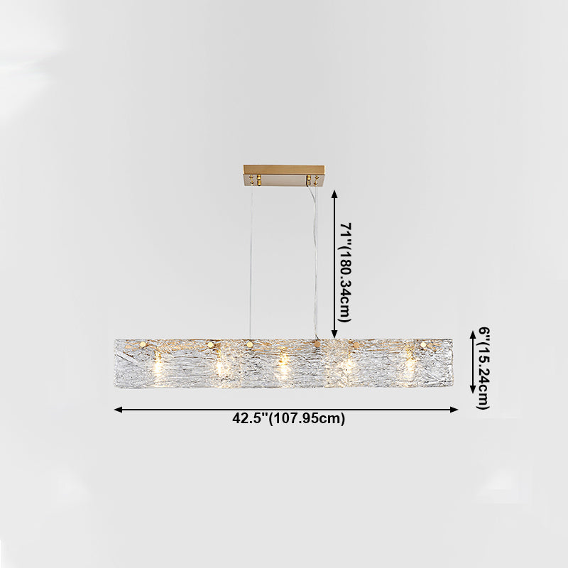 5-leichte Inselbeleuchtungsideen moderner Stil rechteckiger Form Glashängeleuchte