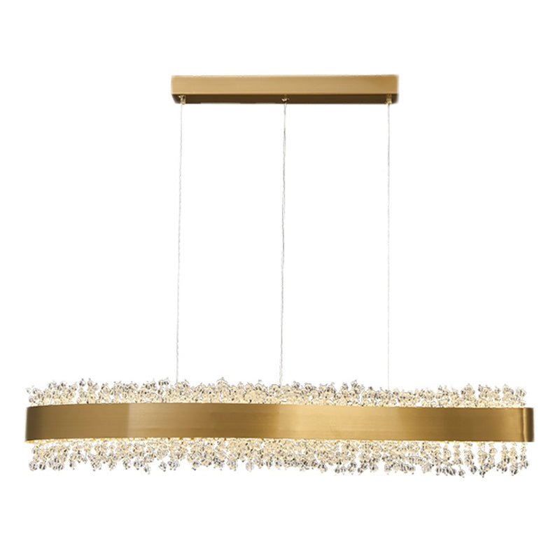 Modern LED Island Lamp Kitchen Dining Room Stainless Steel Crystal Hanging Lamp Fixture