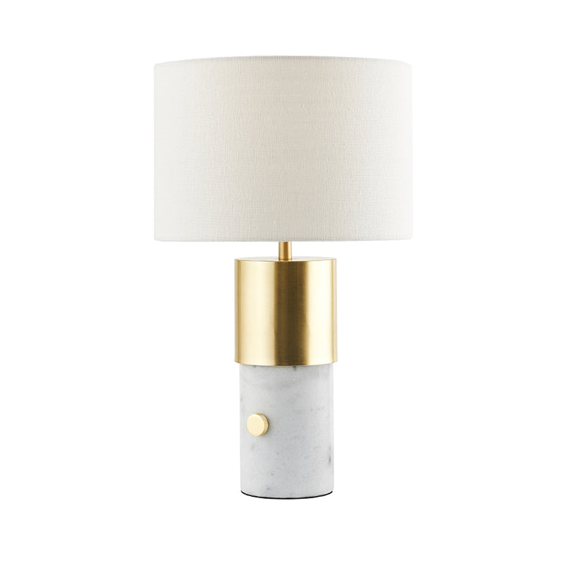 Lampe nocturne nordique 1 lampe blanche Éclairage de table en marbre avec tambour de tambour pour chambre à coucher
