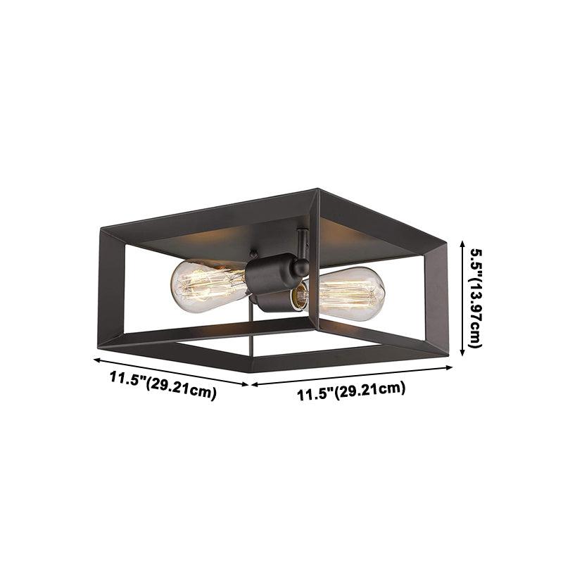 Vintage Style Square Iron Frame Plafoniera 2 Luci Lampada da incasso per sala da pranzo