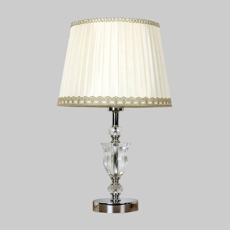 Lampe de table de nuit à cône blanc, style moderne, 1 tête en forme d'urne, lampe de chevet en cristal