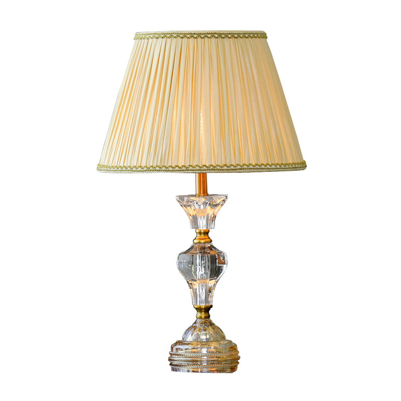 Lampada da tavolo affusolata in cristallo trasparente Lampada da notte contemporanea a 1 testa in beige per soggiorno