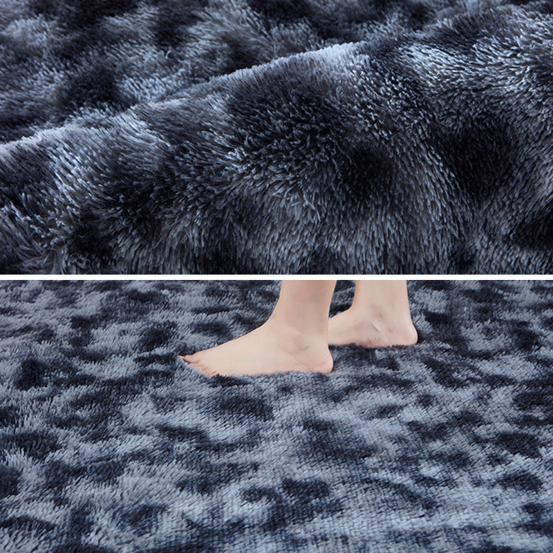 Minimalist Living Room Rug Simple Tie Dye Print Carpet Polyester Shag Rug with Non-Slip Backing