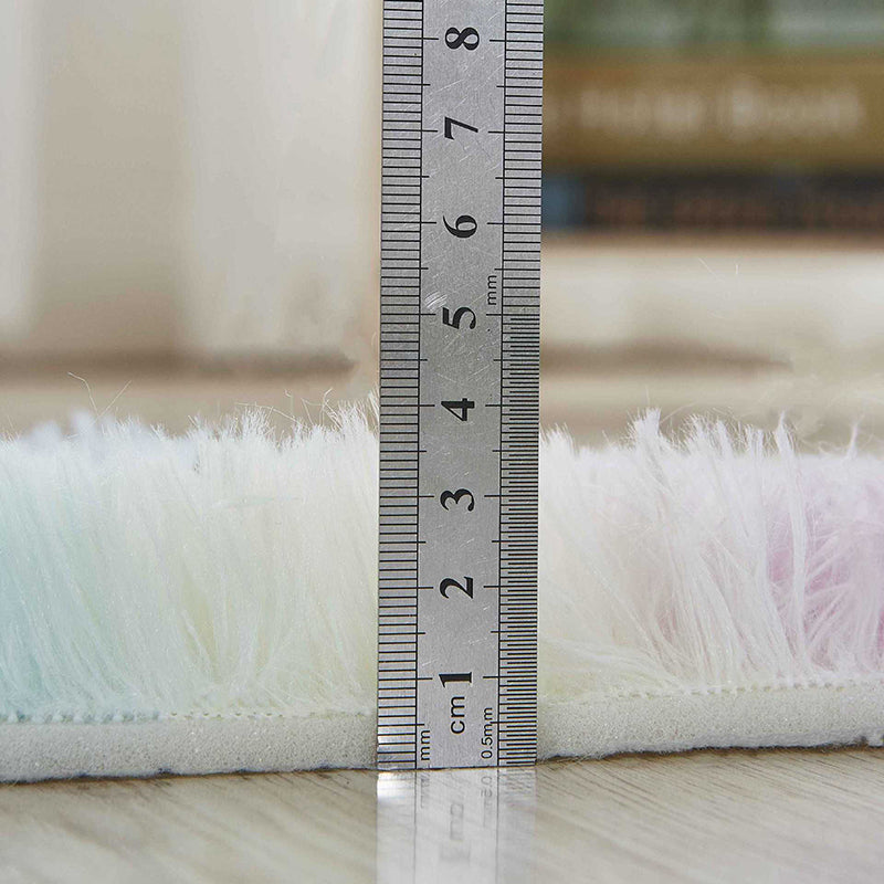 Minimalist Living Room Rug Simple Tie Dye Print Carpet Polyester Shag Rug with Non-Slip Backing