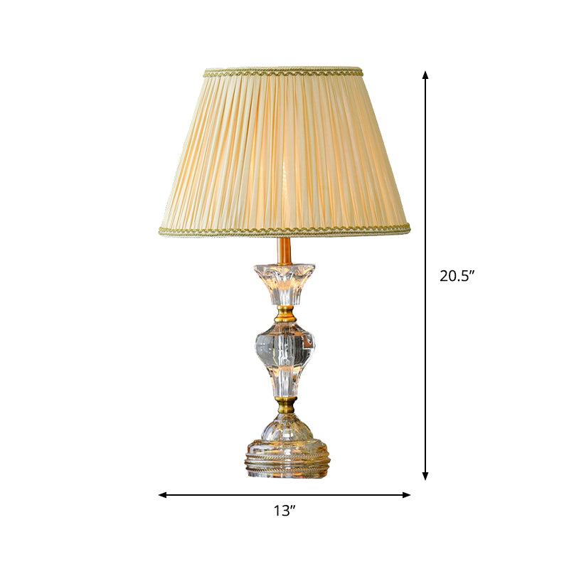 Lampada da tavolo affusolata in cristallo trasparente Lampada da notte contemporanea a 1 testa in beige per soggiorno