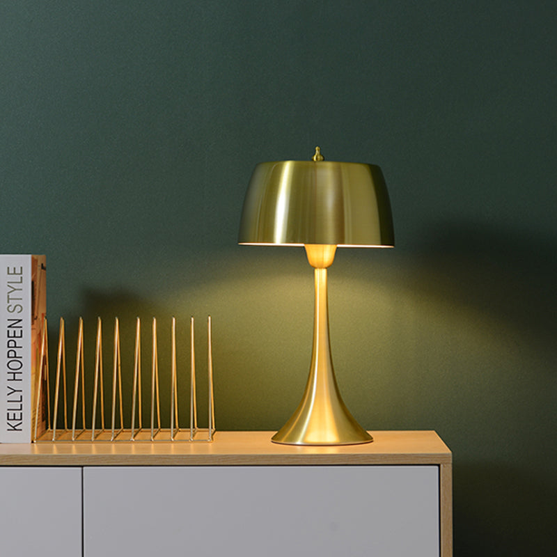 Lampada da comodino a tamburo, illuminazione postmoderna in metallo, 1 luce, oro, per camera da letto