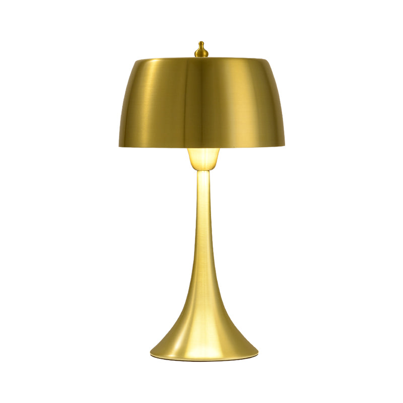 Lampada da comodino a tamburo, illuminazione postmoderna in metallo, 1 luce, oro, per camera da letto