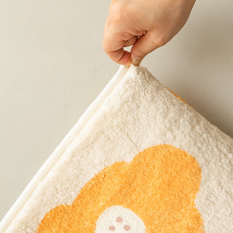 Orange Modern Carpet Flower Pattern Polyester Area Rug Non-Slip Backing Rug for Bedroom