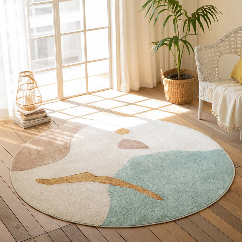 Modern Flower Pattern Rug Brown Polyester Area Rug Non-Slip Backing Rug for Home Decor