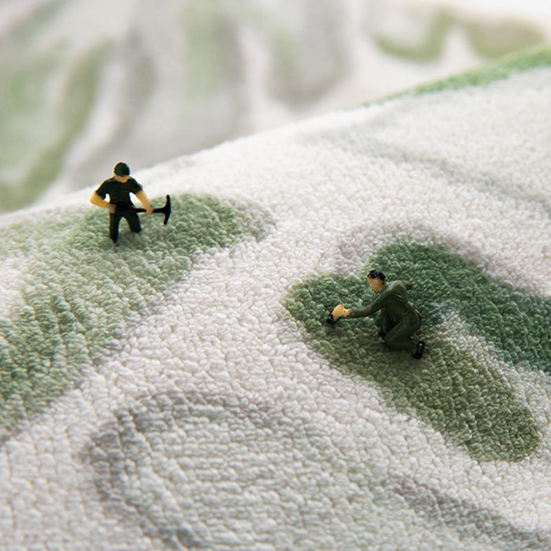 White Floral Print Area Rug Modern Polyester Area Carpet Non-Slip Backing Rug for Living Room