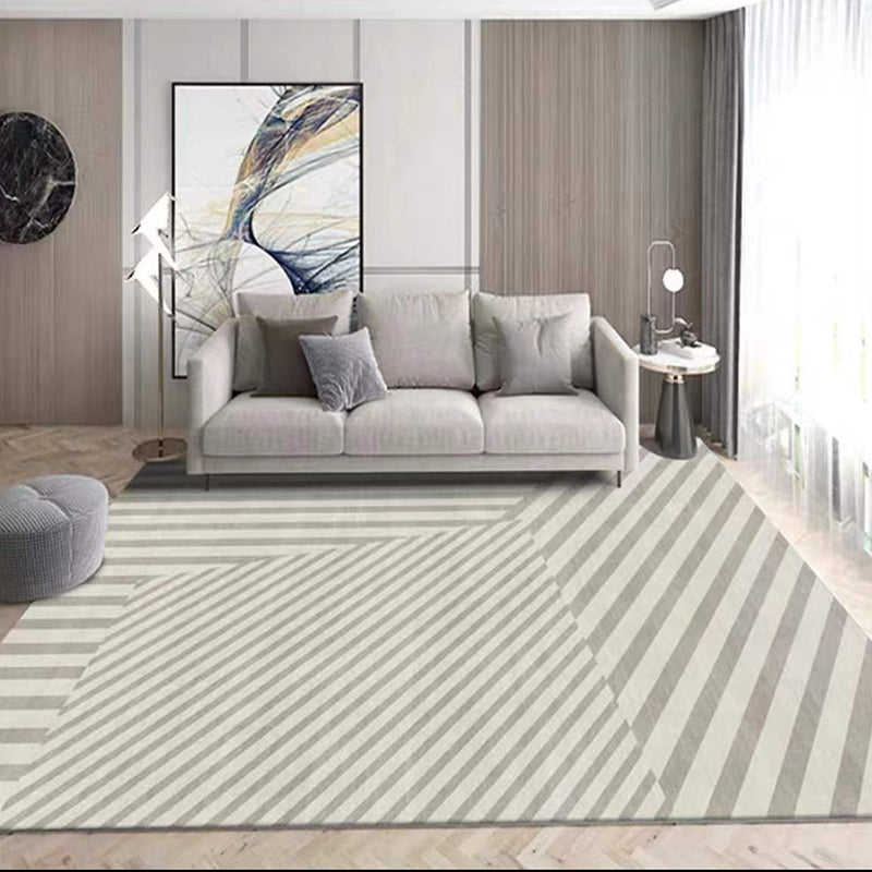 Modern Geometric Print Rug Apricot Polyester Area Carpet Non-Slip Backing Rug for Drawing Room