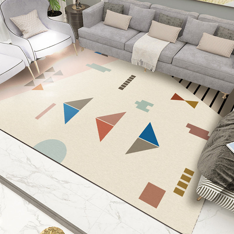 Blue Modern Carpet Geometric Pattern Polyester Area Carpet Stain Resistant Rug for Drawing Room