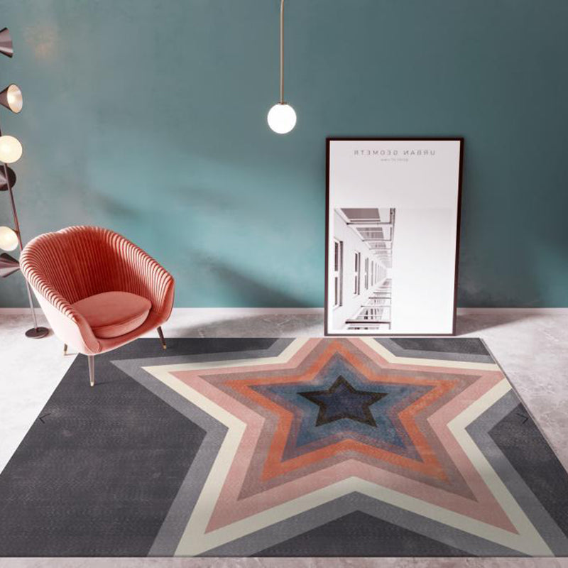 Blue Modern Carpet Geometric Pattern Polyester Area Carpet Stain Resistant Rug for Drawing Room