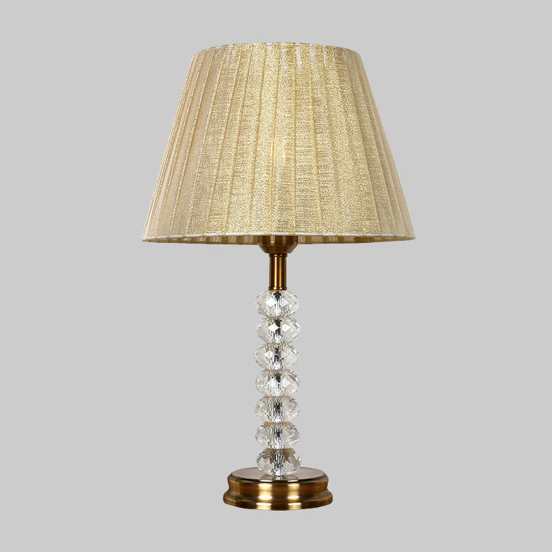 Éclairage de table à lampe à plis beige Éclairage simple 1 lampe de nuit en cristal à facettes à facette pour salon
