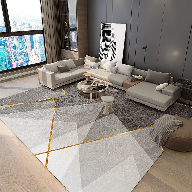 Modern Area Carpet Geometric Area Rug Polyester Home Decor Carpet with Non-Slip Backing