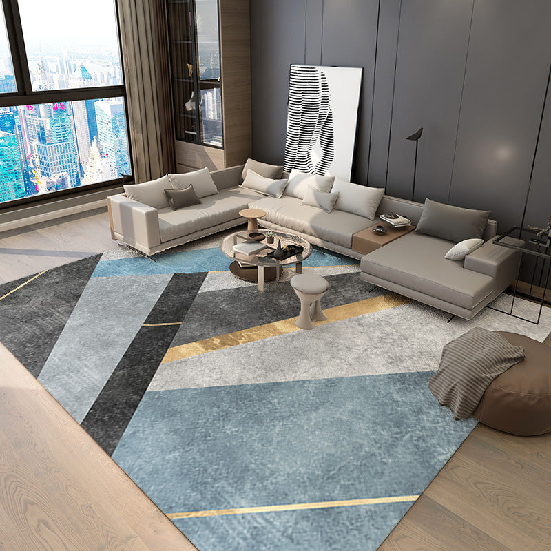 Modern Area Carpet Geometric Area Rug Polyester Home Decor Carpet with Non-Slip Backing
