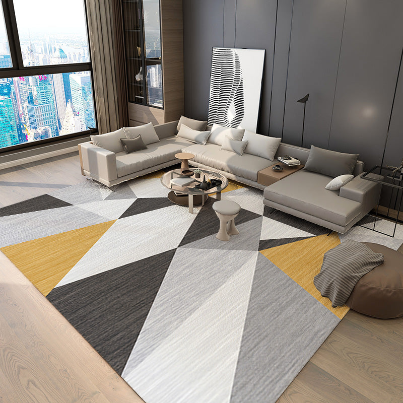 Modern Area Carpet Geometric Area Rug Polyester Home Decor Carpet with Non-Slip Backing