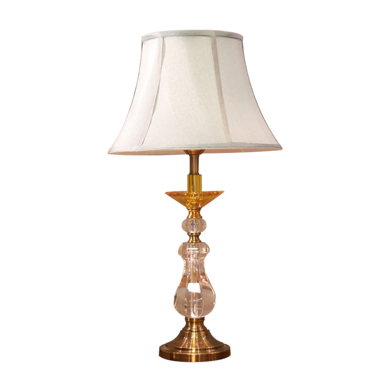 Lampada da notte moderna in cristallo a campana, illuminazione da comodino a 1 testa in bianco per soggiorno
