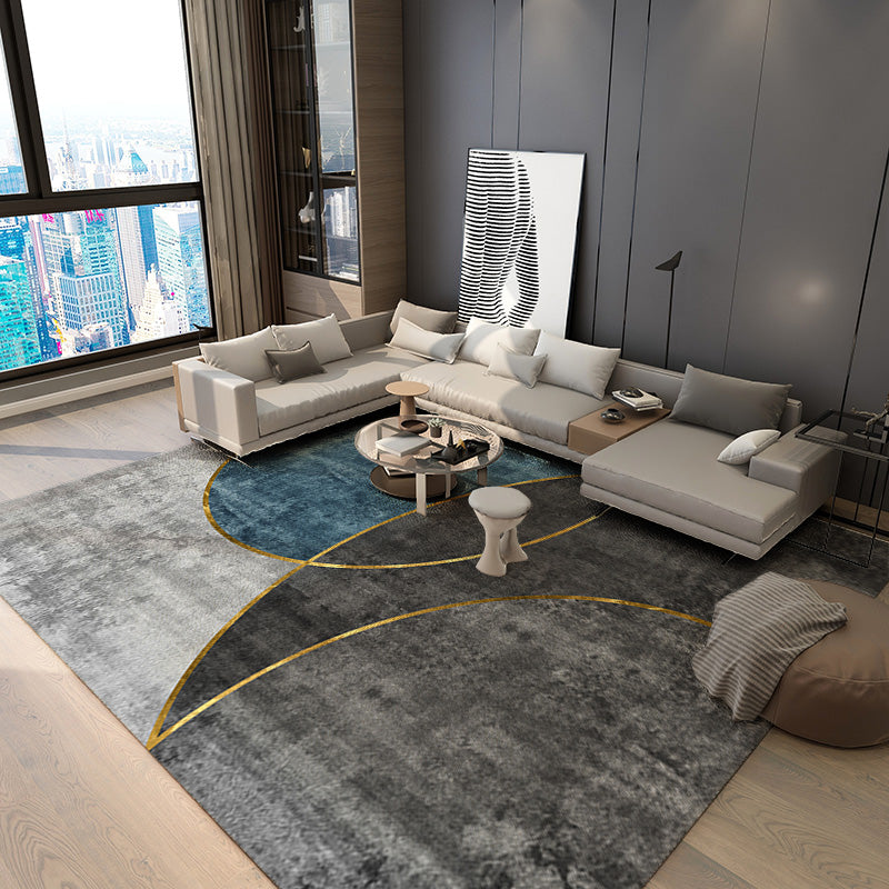 Modern Area Carpet Geometric Area Rug Polyester Home Decor Carpet with Non-Slip Backing