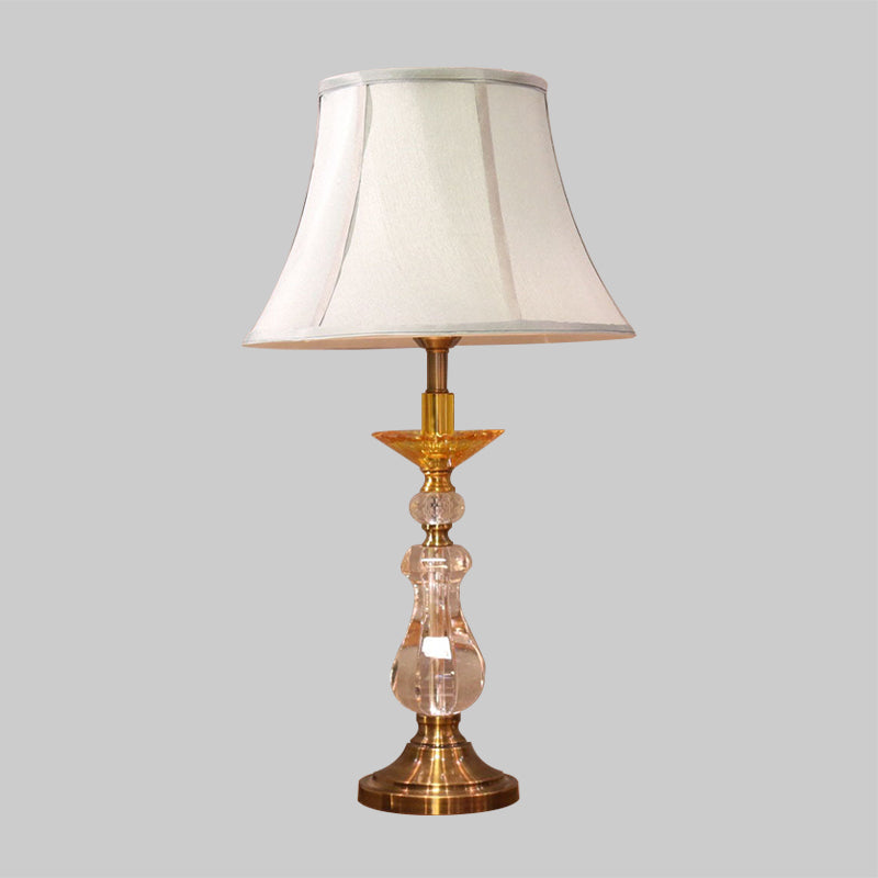 Lampada da notte moderna in cristallo a campana, illuminazione da comodino a 1 testa in bianco per soggiorno
