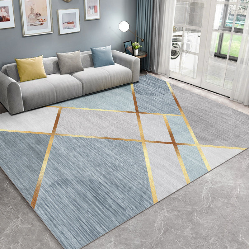 Leisure Polyester Area Rug Fancy Geometric Print Rug Stain Resistant Indoor Rug for Home Decor