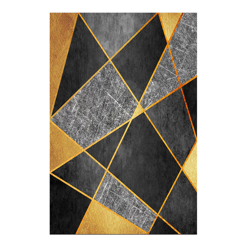 Modern Living Room Area Rug Geometric Print Polyester Area Rug Stain Resistant Carpet
