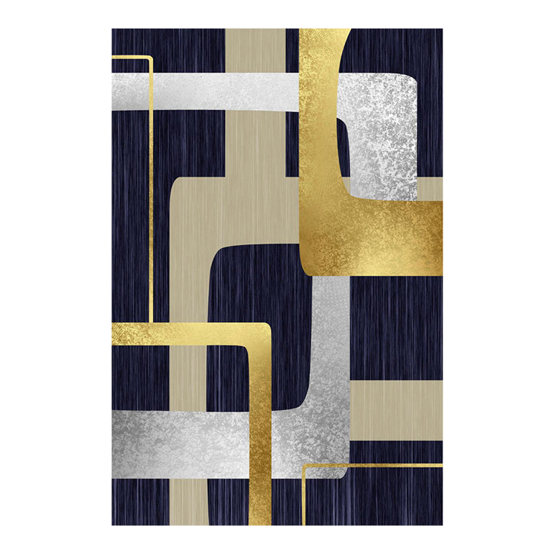Modern Living Room Area Rug Geometric Print Polyester Area Rug Stain Resistant Carpet