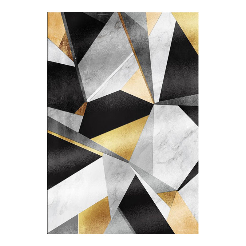 Modern Living Room Area Rug Geometric Print Polyester Area Rug Stain Resistant Carpet