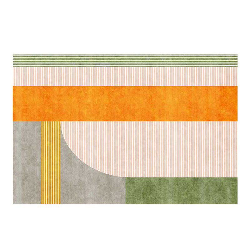Green Modern Area Rug Polyester Geometric Print Area Rug Anti-Slip Washable Carpet for Home Decor