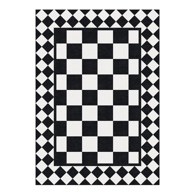 Modern White Area Carpet Geometric Pattern Polyester Area Rug Non-Slip Backing Rug for Home Decor