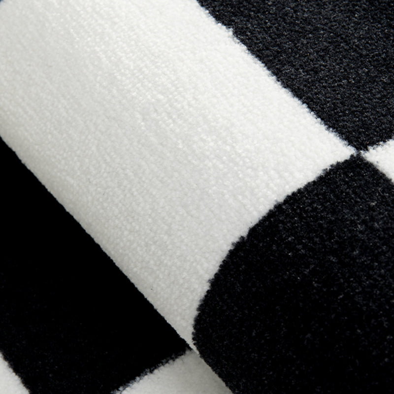 Modern White Area Carpet Geometric Pattern Polyester Area Rug Non-Slip Backing Rug for Home Decor