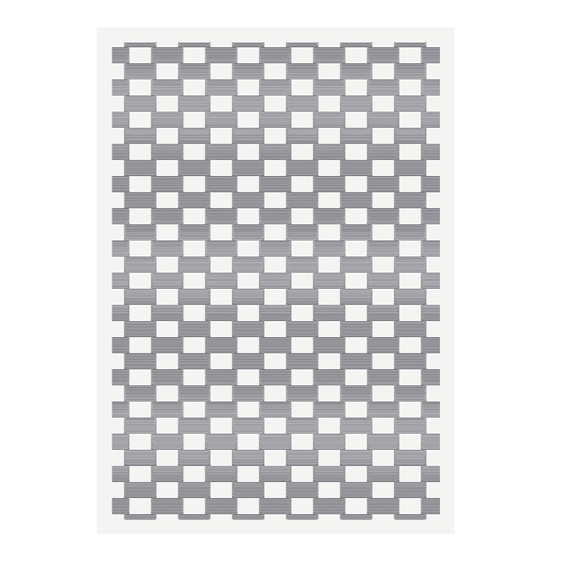 Modern White Area Carpet Geometric Pattern Polyester Area Rug Non-Slip Backing Rug for Home Decor