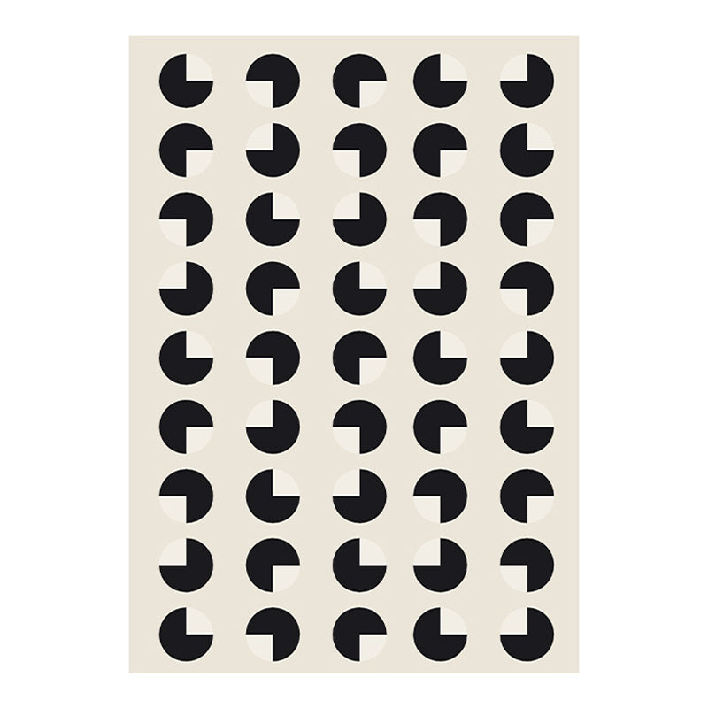 Modern White Area Carpet Geometric Pattern Polyester Area Rug Non-Slip Backing Rug for Home Decor