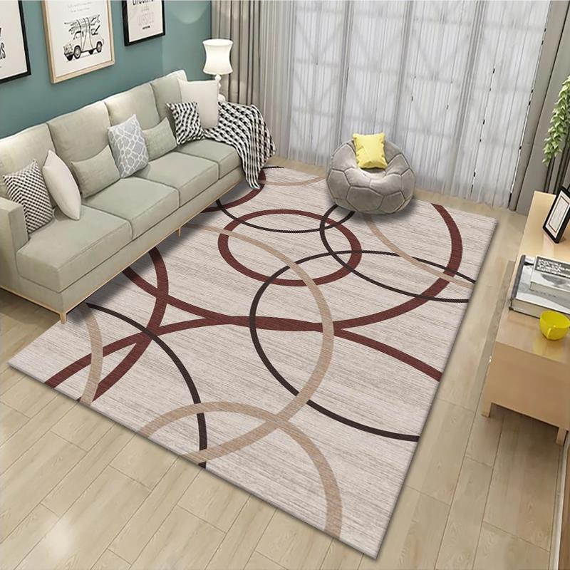 Grey Drawing Room Rug Polyester Geometric Pattern Area Rug Stain Resistant Area Rug