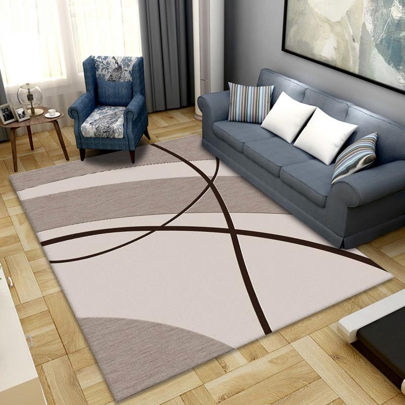 Grey Drawing Room Rug Polyester Geometric Pattern Area Rug Stain Resistant Area Rug