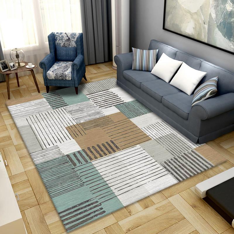 Grey Drawing Room Rug Polyester Geometric Pattern Area Rug Stain Resistant Area Rug
