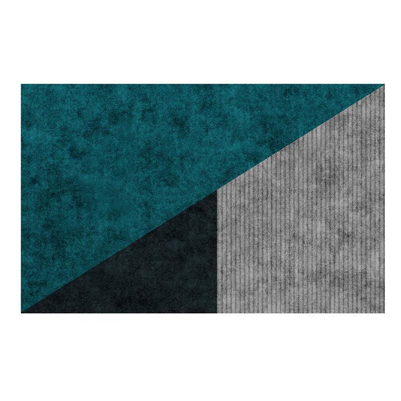 Navy Modern Area Rug Geometric Pattern Polyester Area Rug Stain Resistant Carpet for Drawing Room