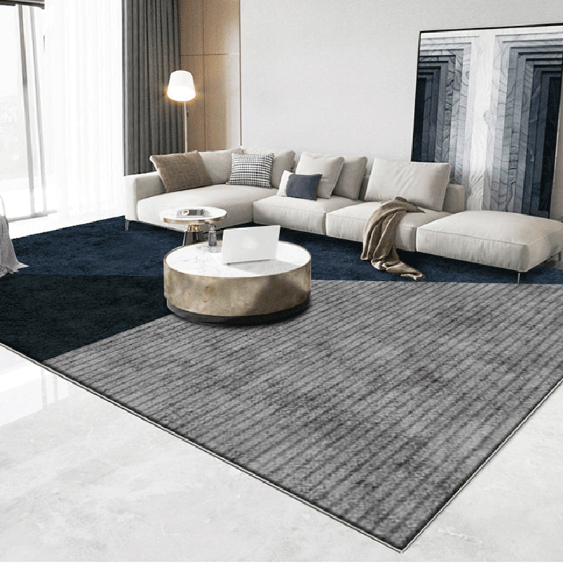 Navy Modern Area Rug Geometric Pattern Polyester Area Rug Stain Resistant Carpet for Drawing Room