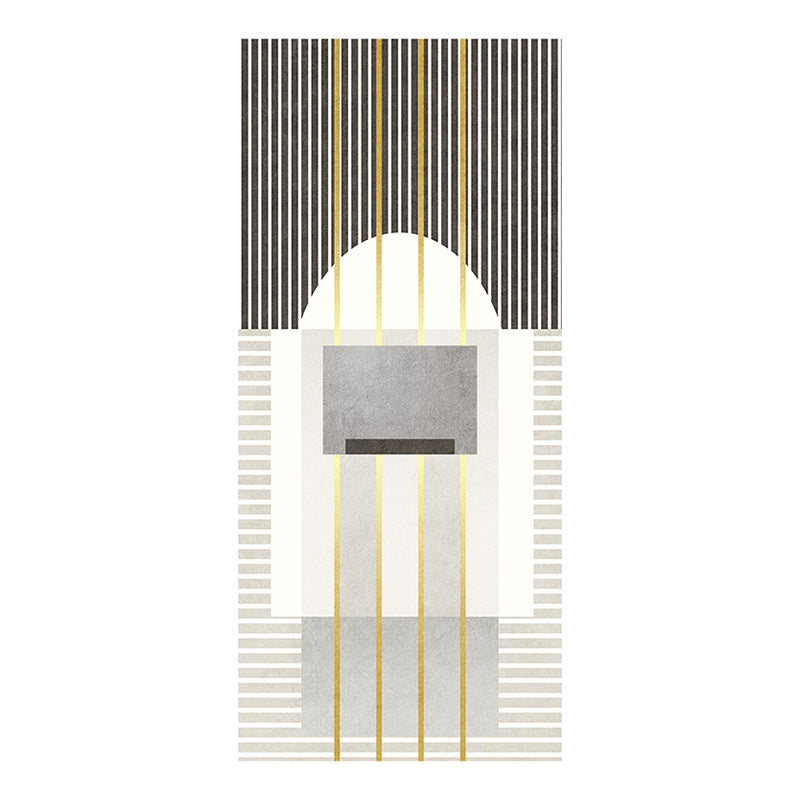 Modern Drawing Room Area Rug Grey Geometric Pattern Area Carpet Polyester Non-Slip Backing Carpet
